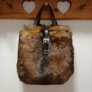 Brown Calvin Klein Faux Fur Purse